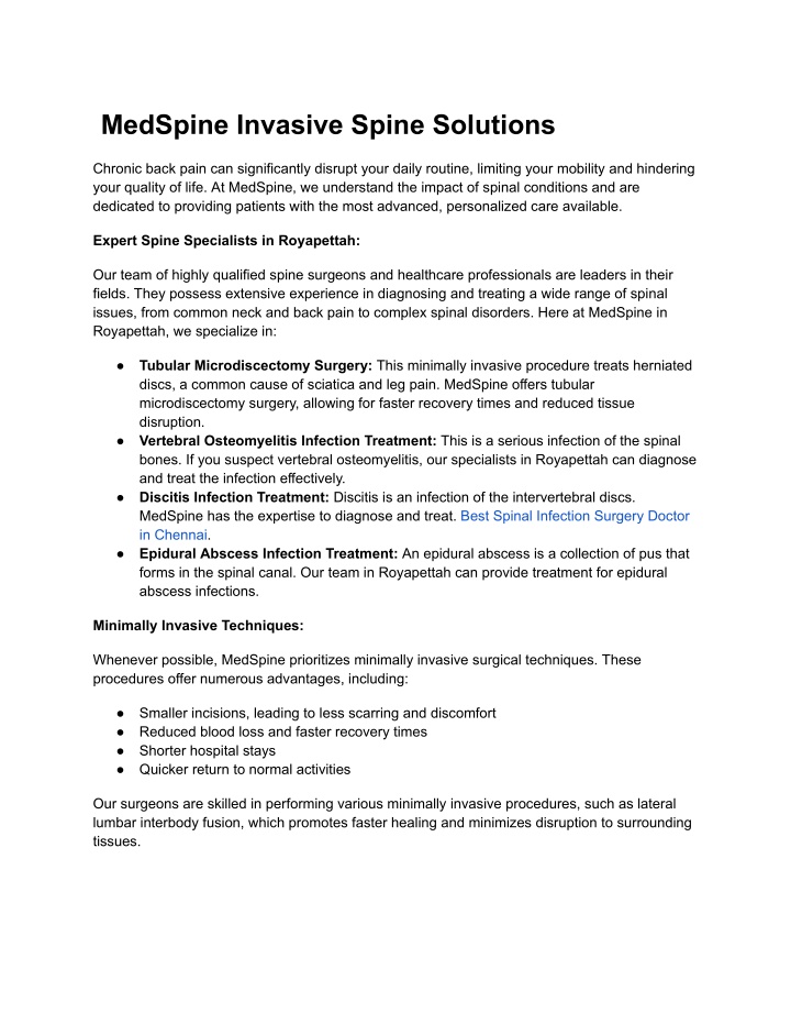 medspine invasive spine solutions