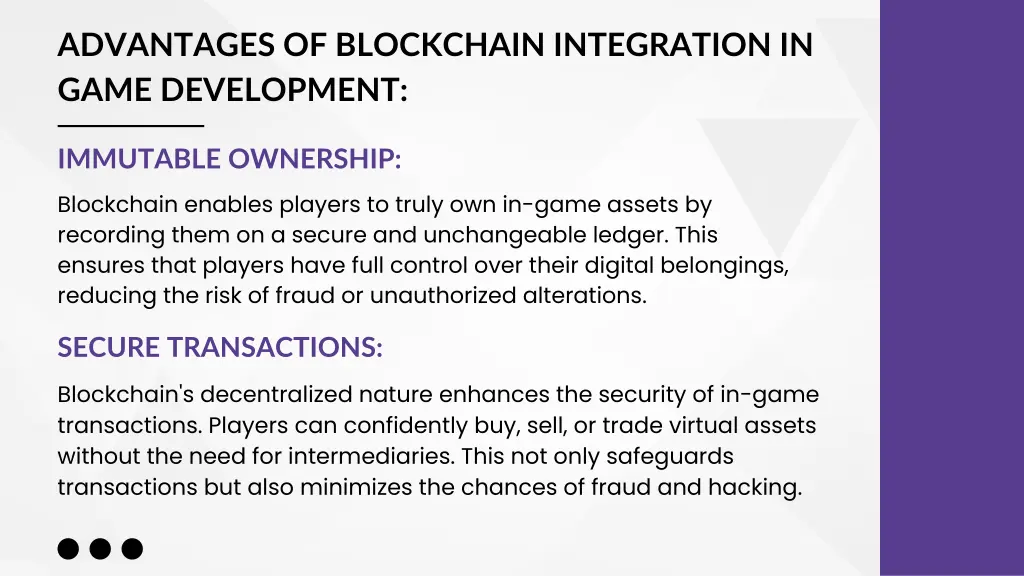 advantages of blockchain integration in game