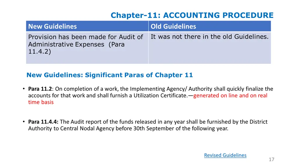 chapter 11 accounting procedure old guidelines