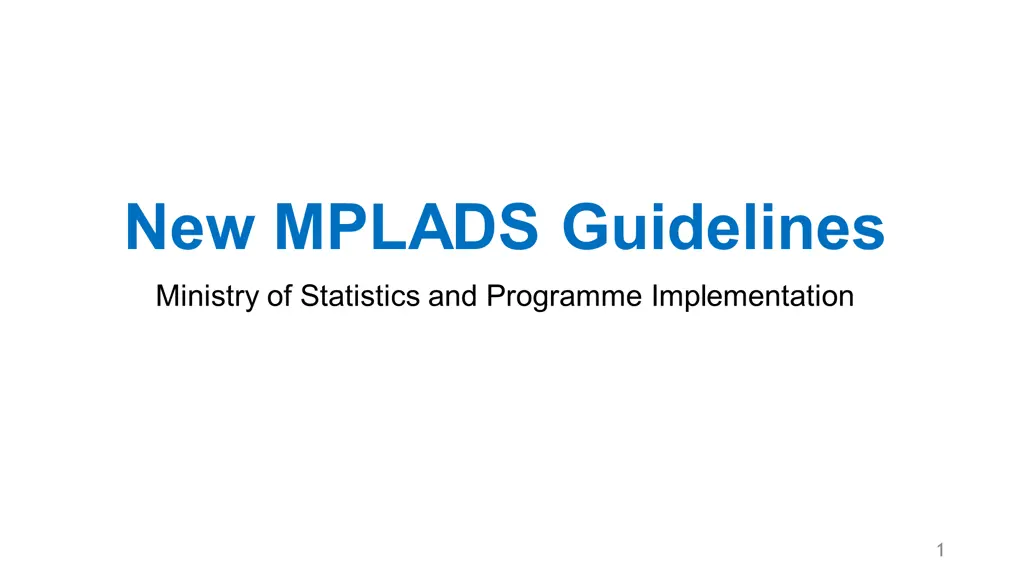 new mplads guidelines ministry of statistics