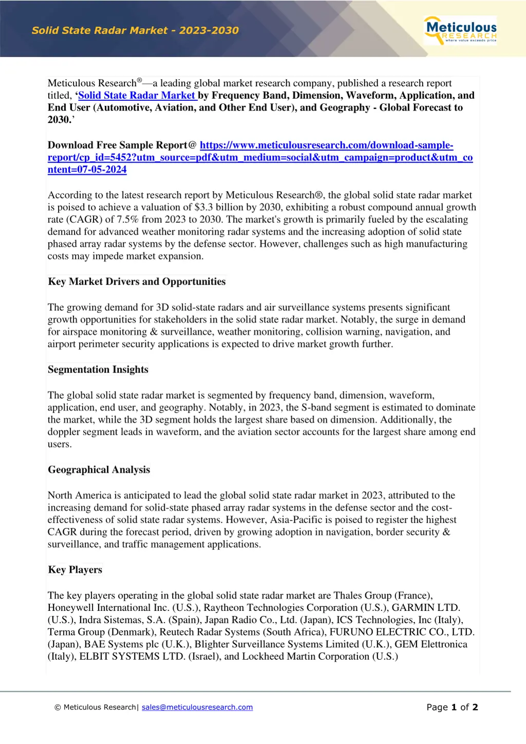 solid state radar market 2023 2030