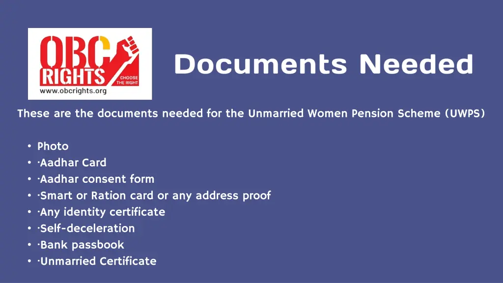 these are the documents needed for the unmarried