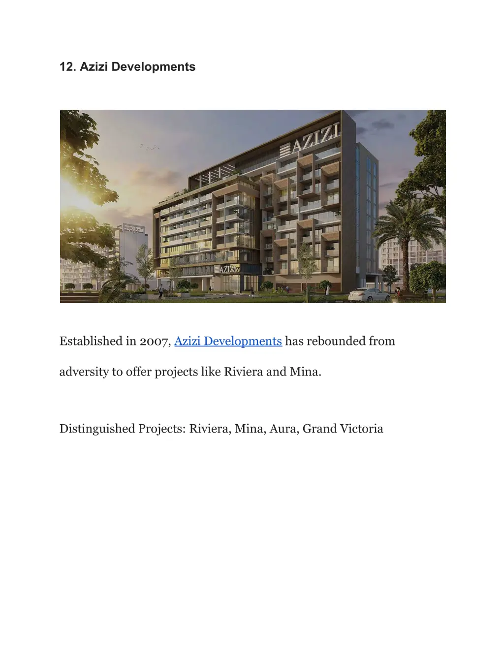 12 azizi developments