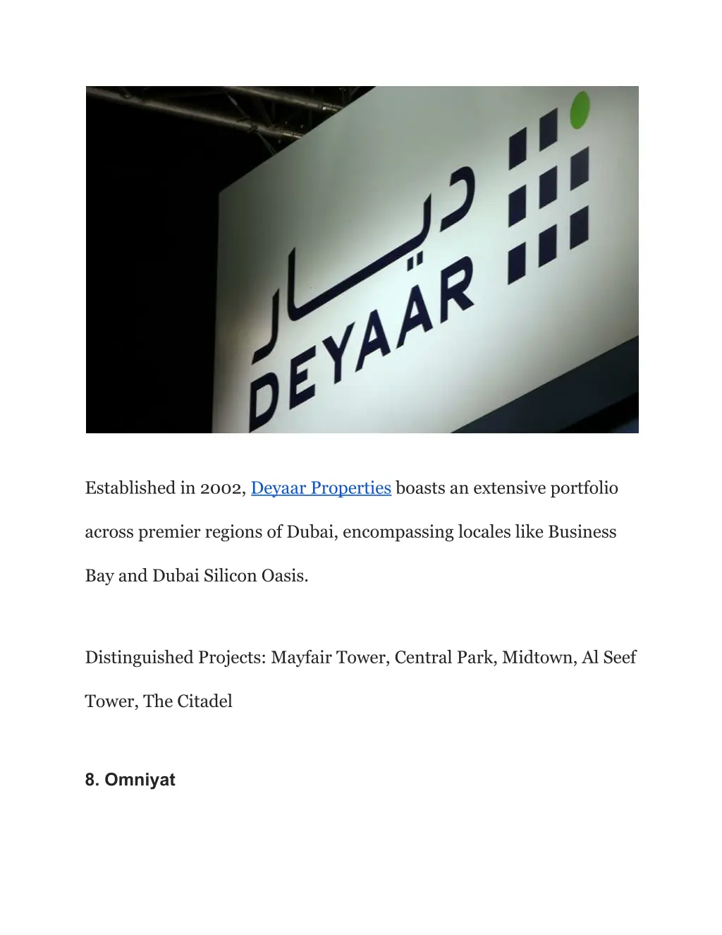 established in 2002 deyaar properties boasts