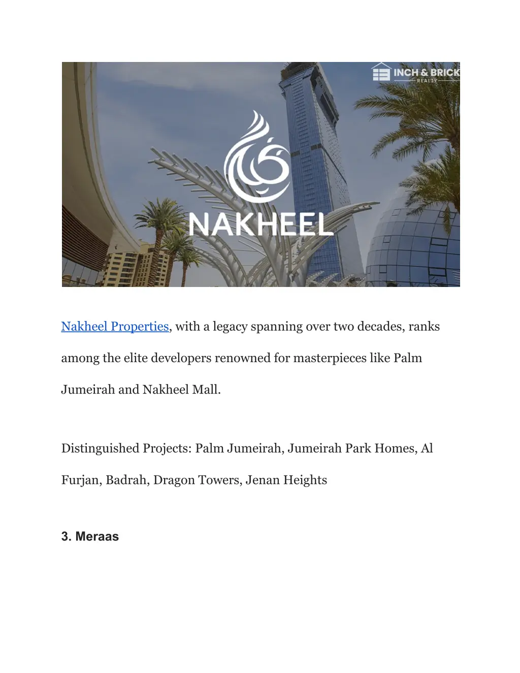 nakheel properties with a legacy spanning over