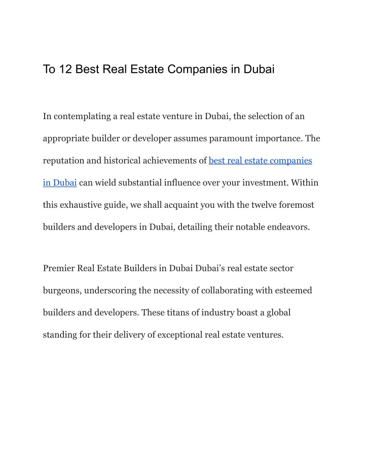 to 12 best real estate companies in dubai