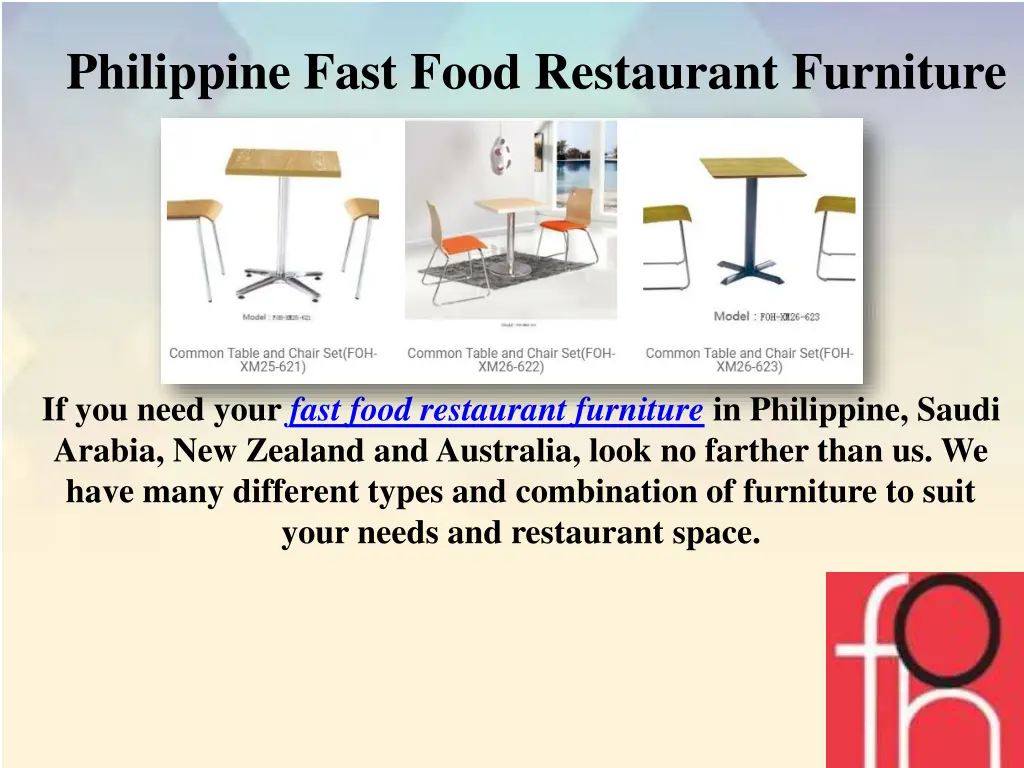 philippine fast food restaurant furniture