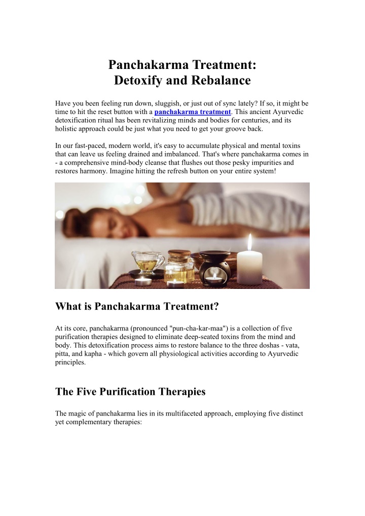 panchakarma treatment detoxify and rebalance