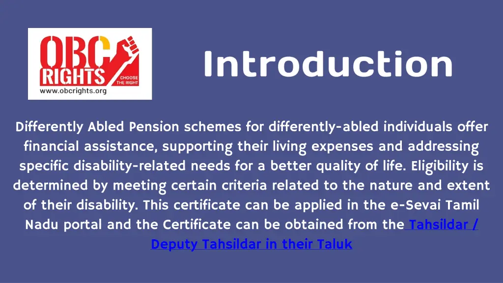 differently abled pension schemes for differently