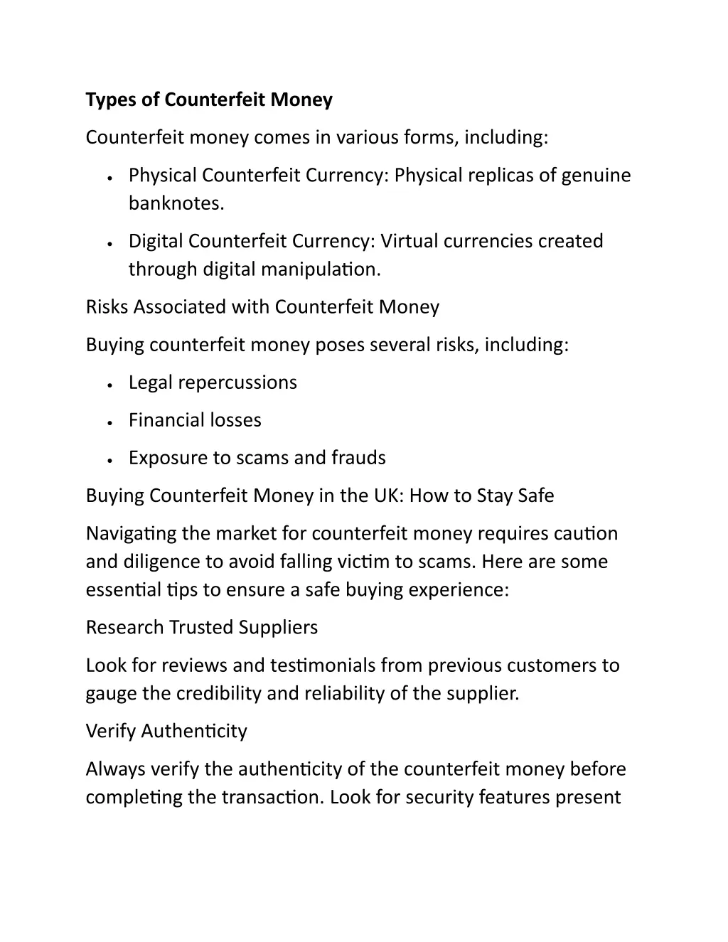 types of counterfeit money