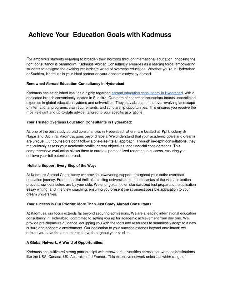 achieve your education goals with kadmuss