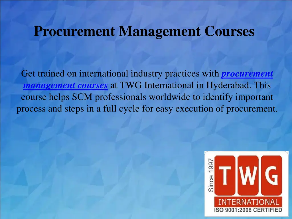 procurement management courses