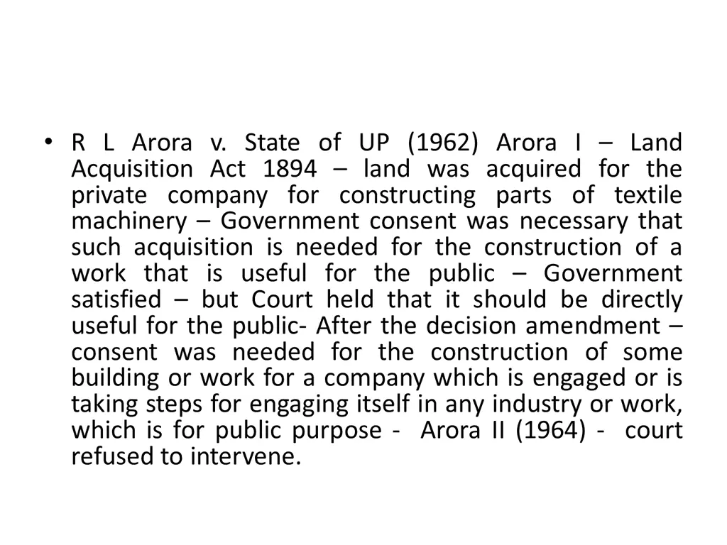 r l arora v state of up 1962 arora i land