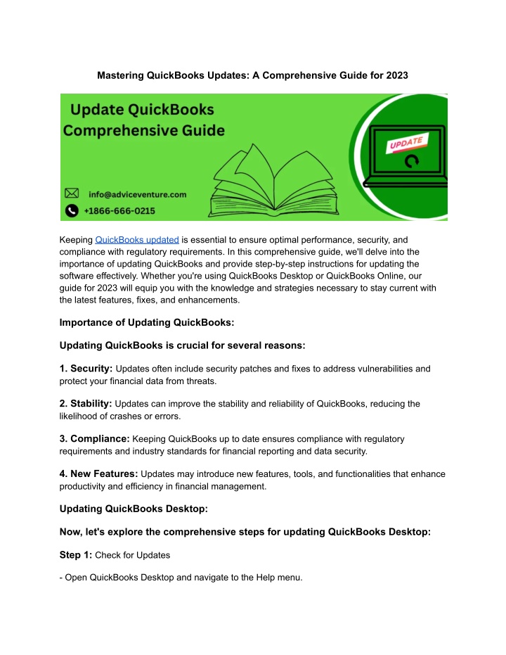 mastering quickbooks updates a comprehensive