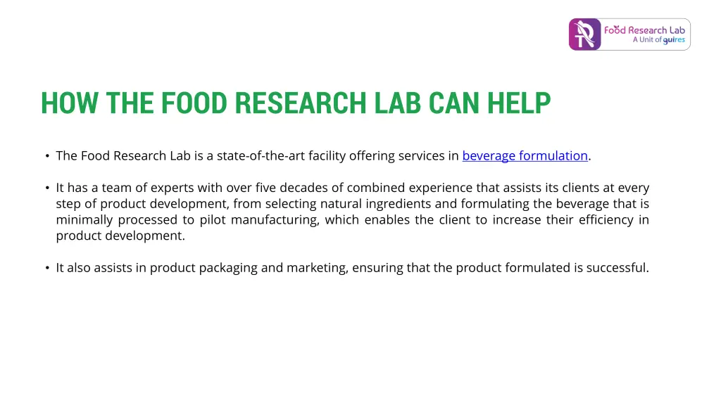 how the food research lab can help