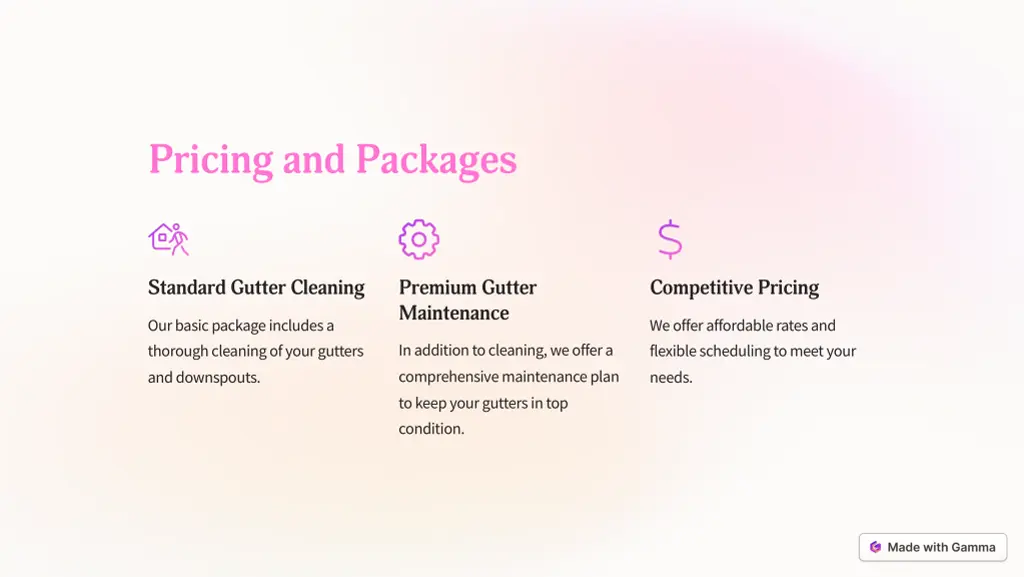 pricing and packages
