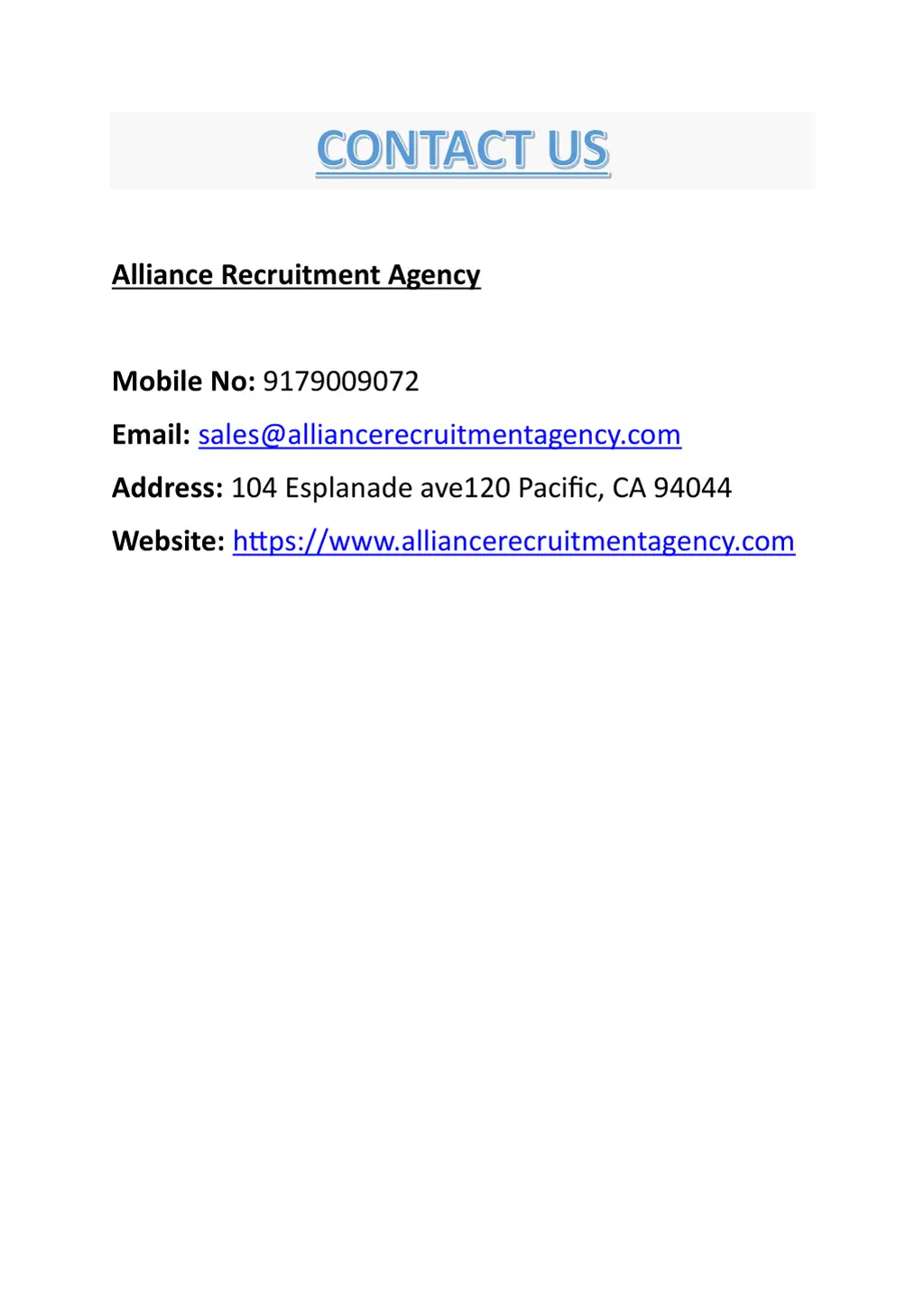alliance recruitment agency