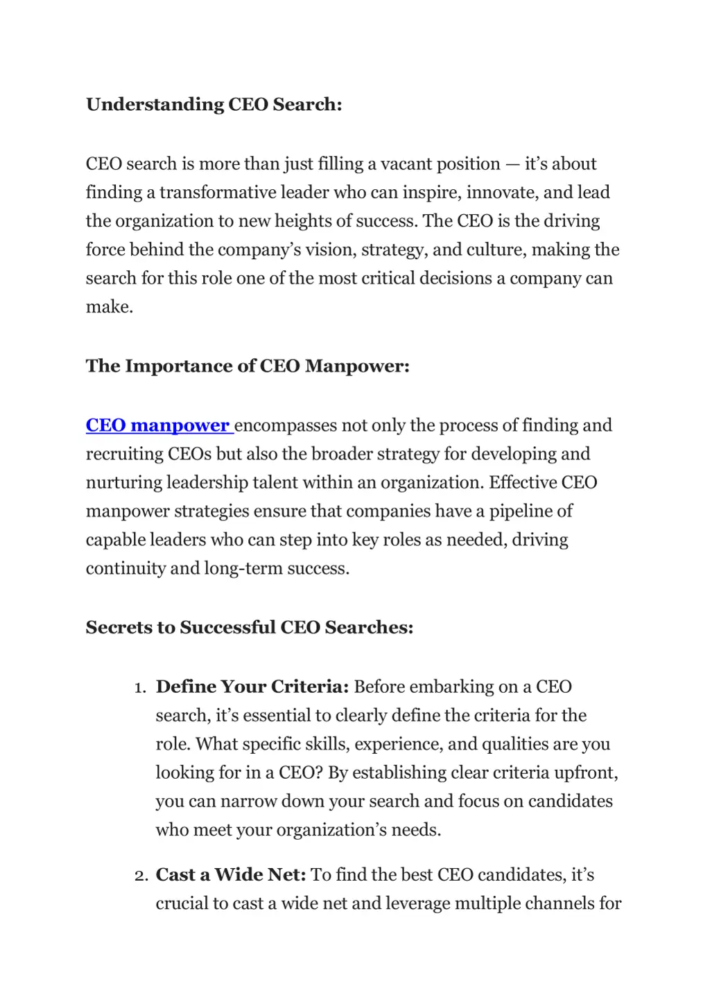 understanding ceo search