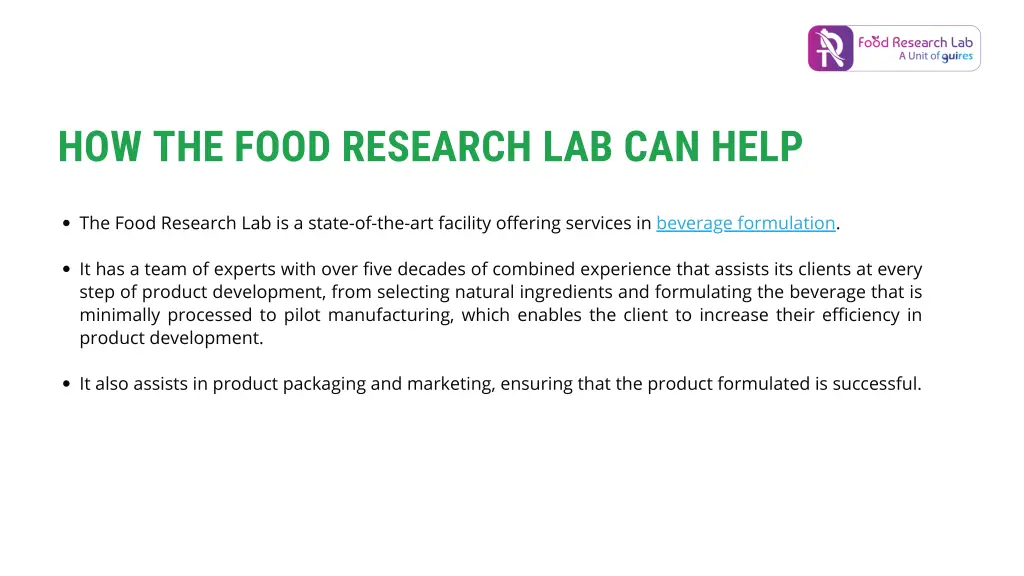 how the food research lab can help