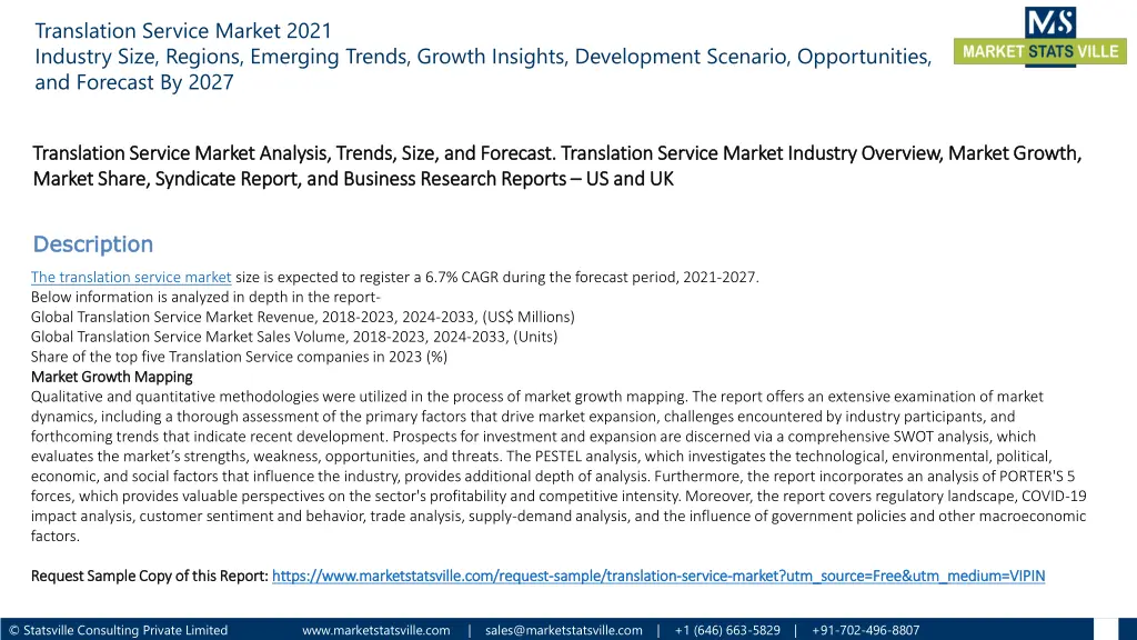 translation service market 2021 industry size
