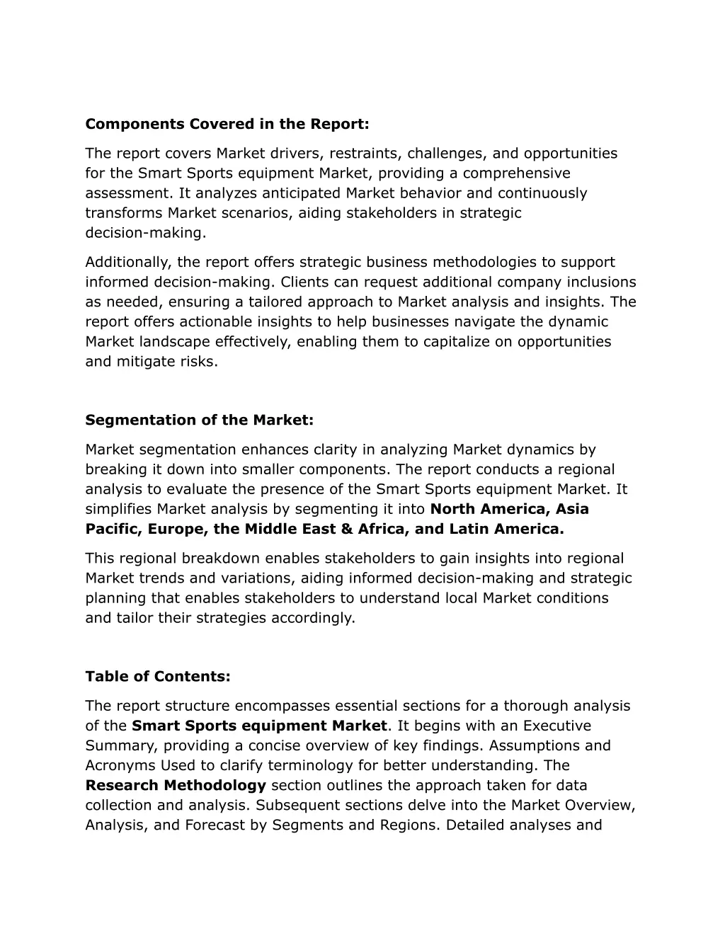 components covered in the report