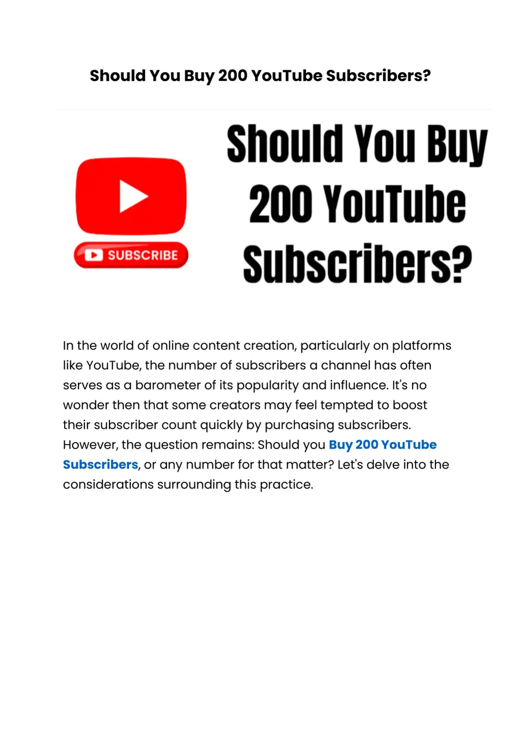 should you buy 200 youtube subscribers