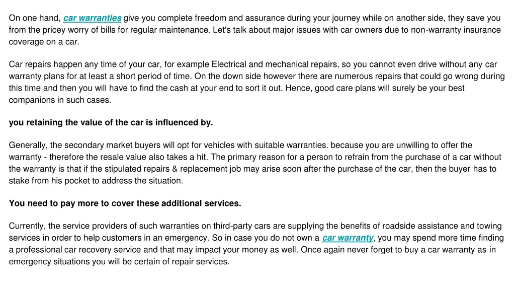 on one hand car warranties give you complete