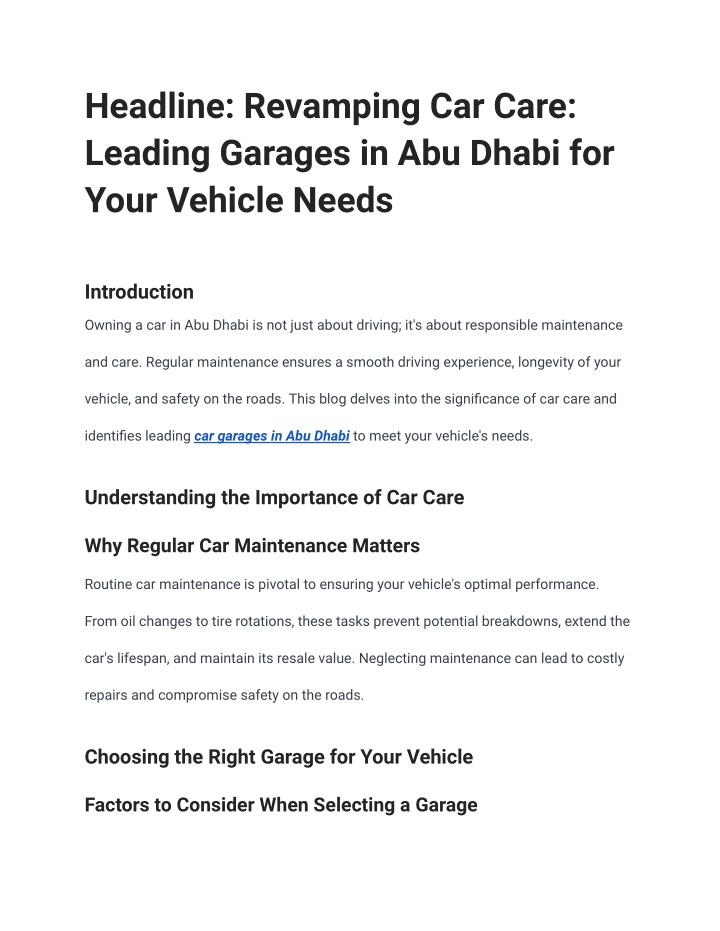 headline revamping car care leading garages