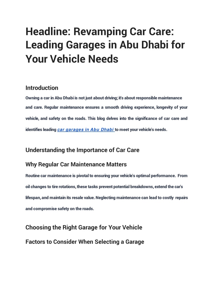 headline revamping car care leading garages