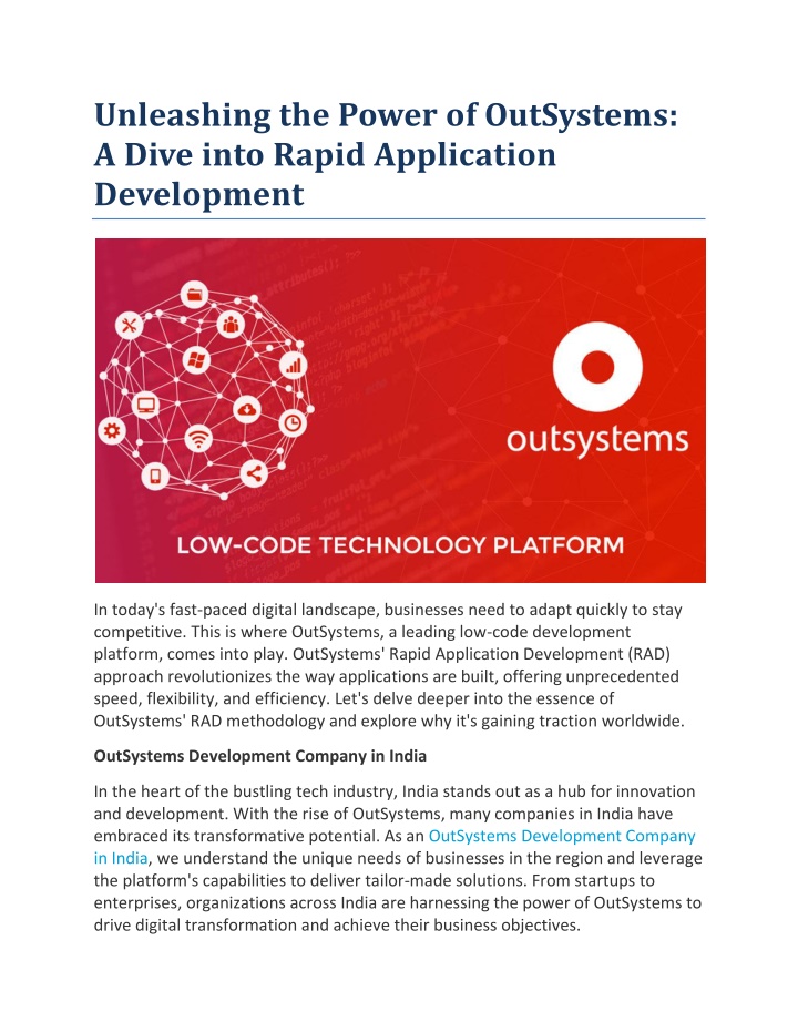 unleashing the power of outsystems a dive into