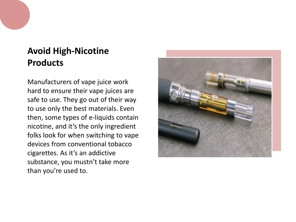 avoid high nicotine products