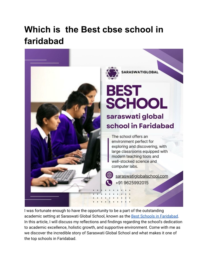 which is the best cbse school in faridabad