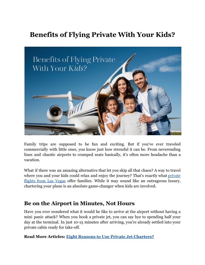 benefits of flying private with your kids