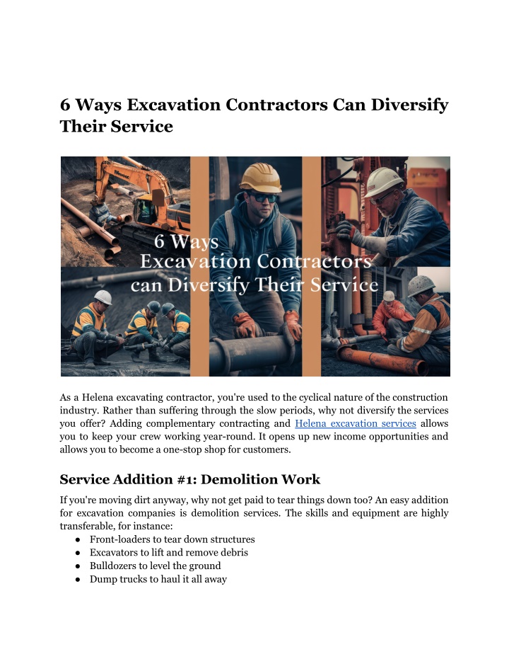 6 ways excavation contractors can diversify their