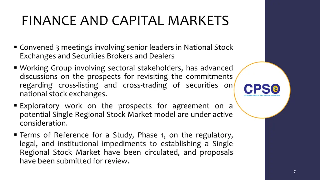 finance and capital markets