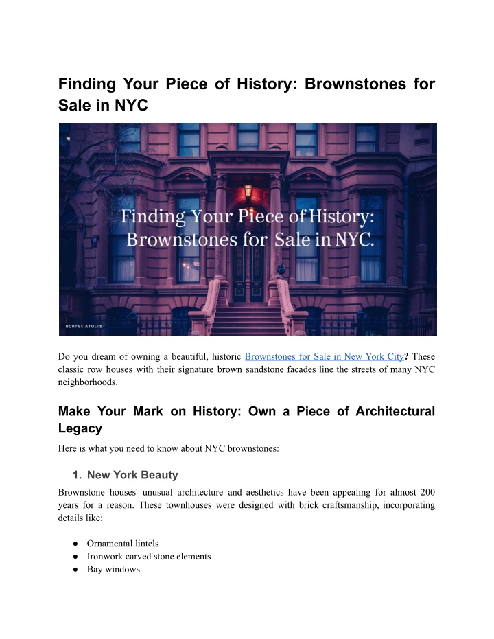 finding your piece of history brownstones