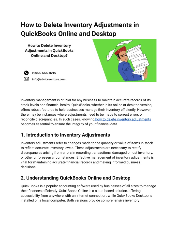 how to delete inventory adjustments in quickbooks