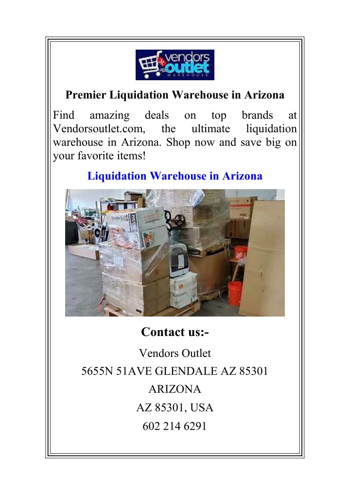 premier liquidation warehouse in arizona