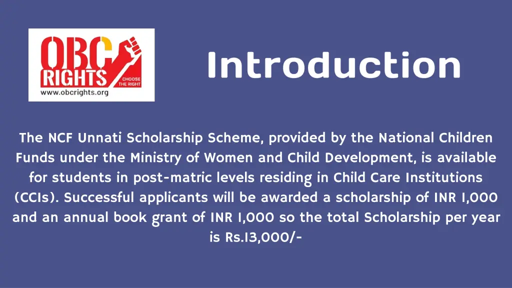 the ncf unnati scholarship scheme provided