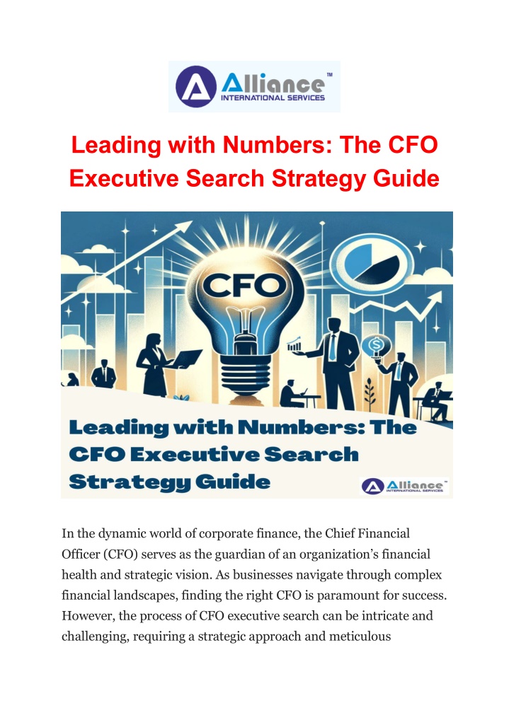 leading with numbers the cfo executive search