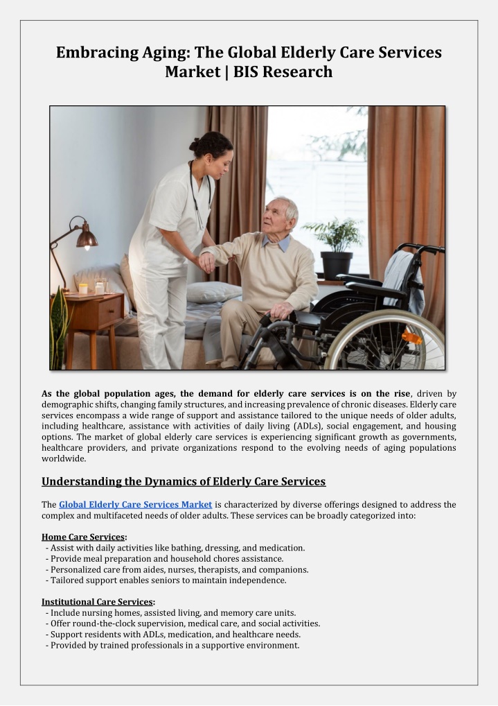 embracing aging the global elderly care services