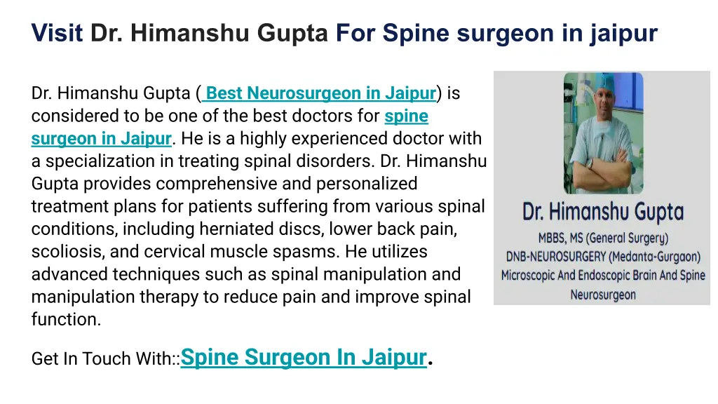 visit dr himanshu gupta for spine surgeon