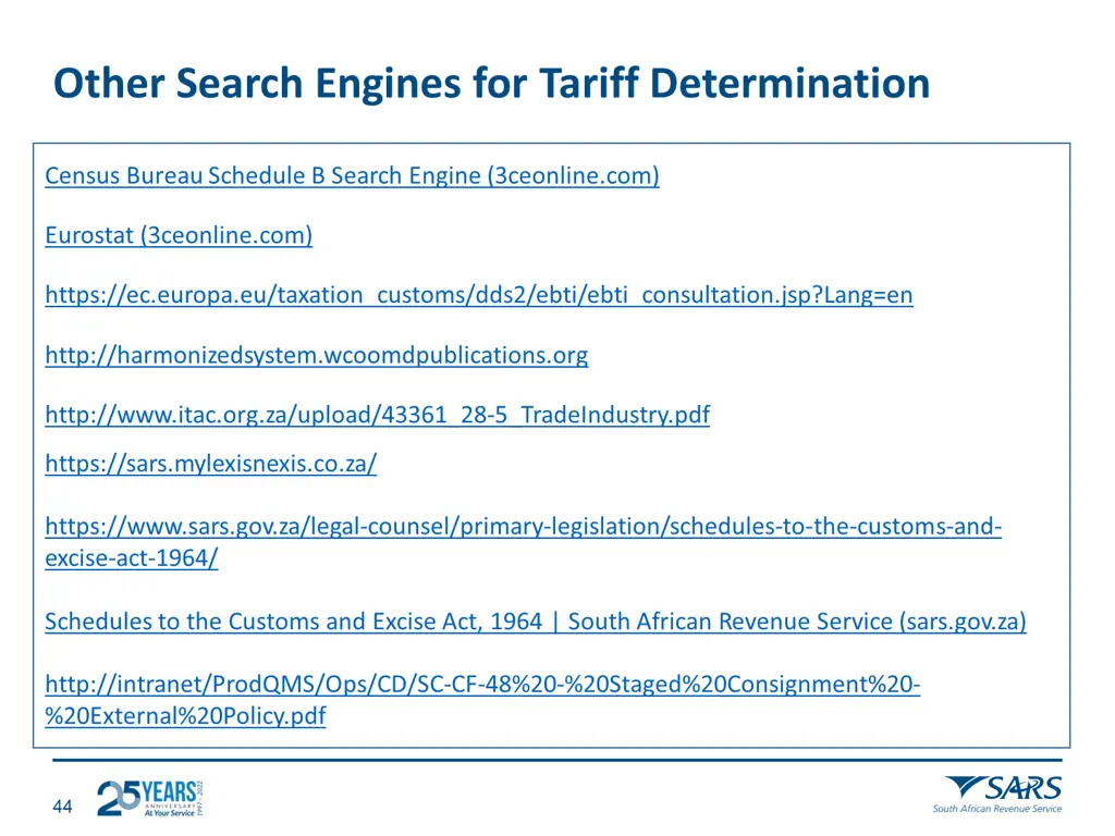finalisation of tariff determination processes