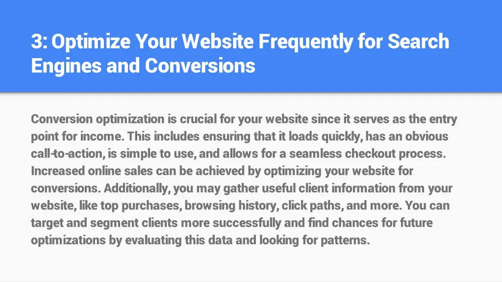 3 optimize your website frequently for search