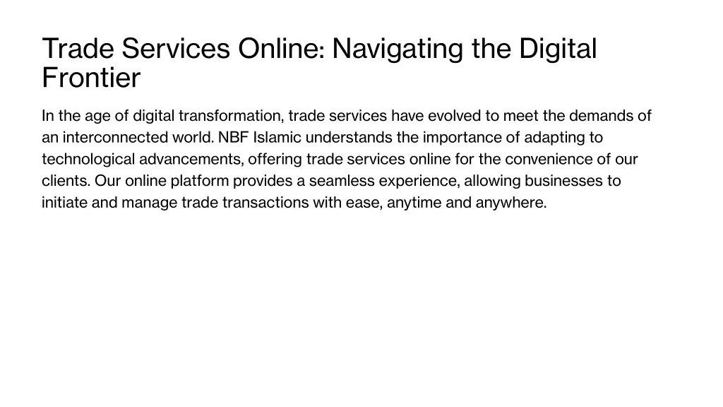 trade services online navigating the digital