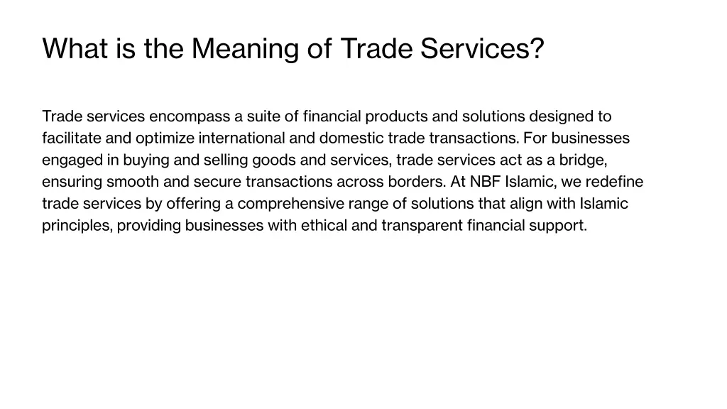 what is the meaning of trade services