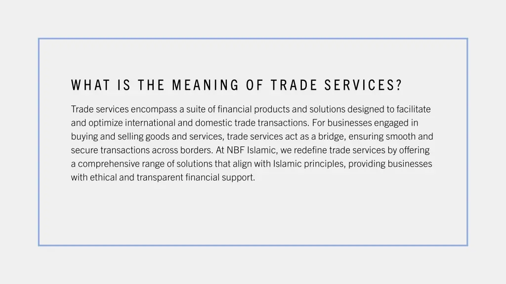 what is the meaning of trade services