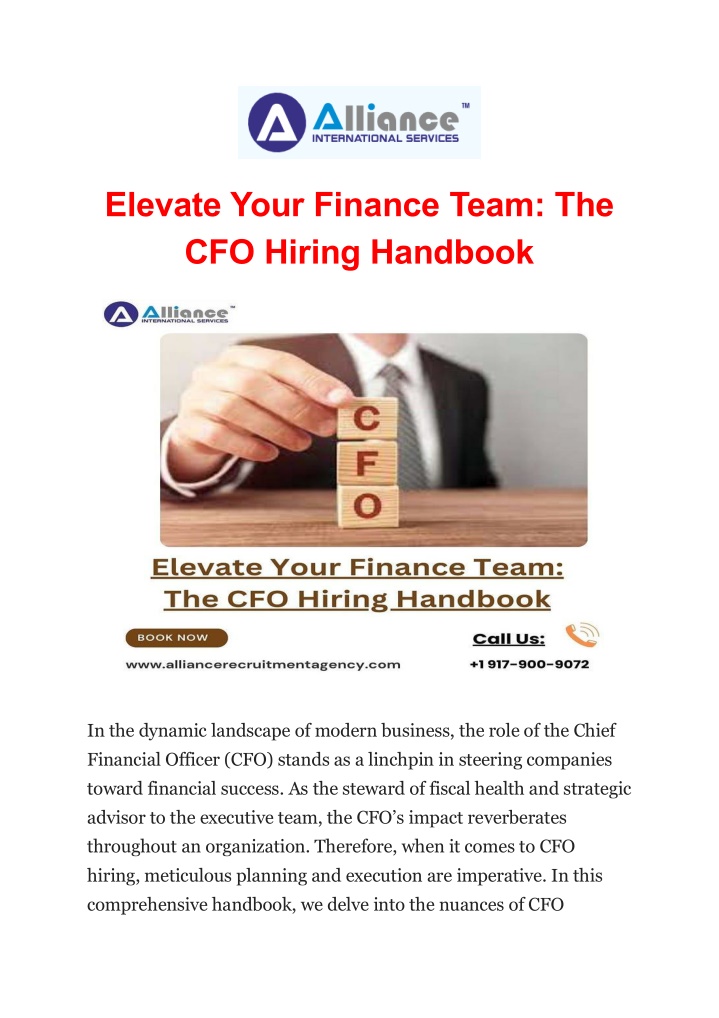 elevate your finance team the cfo hiring handbook