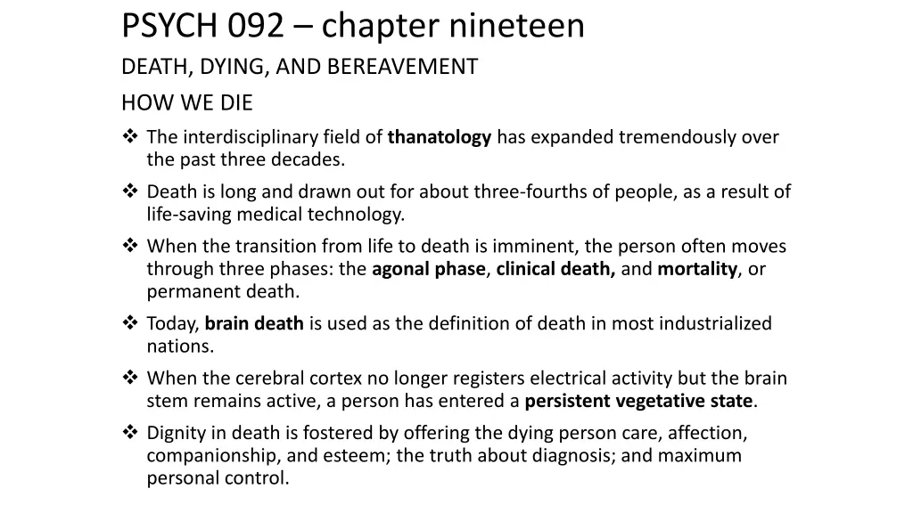 psych 092 chapter nineteen death dying