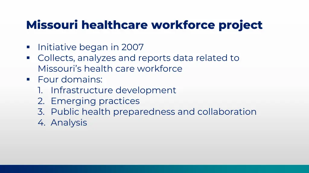 missouri healthcare workforce project